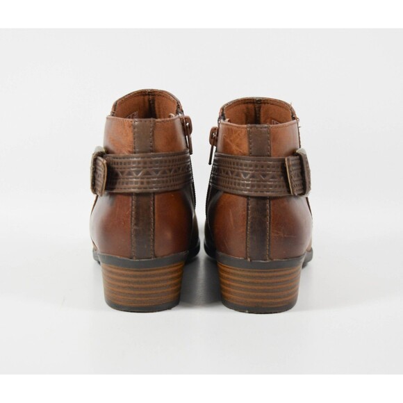 Clarks Collection Addiy Kara Brown Leather Block Heel Bootie Boots Sz 6.5M - Picture 5 of 7
